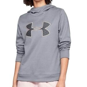 Under Armour Women's Fleece Scuba Hoodie Pullover, Steel Grey / Flushed Pink